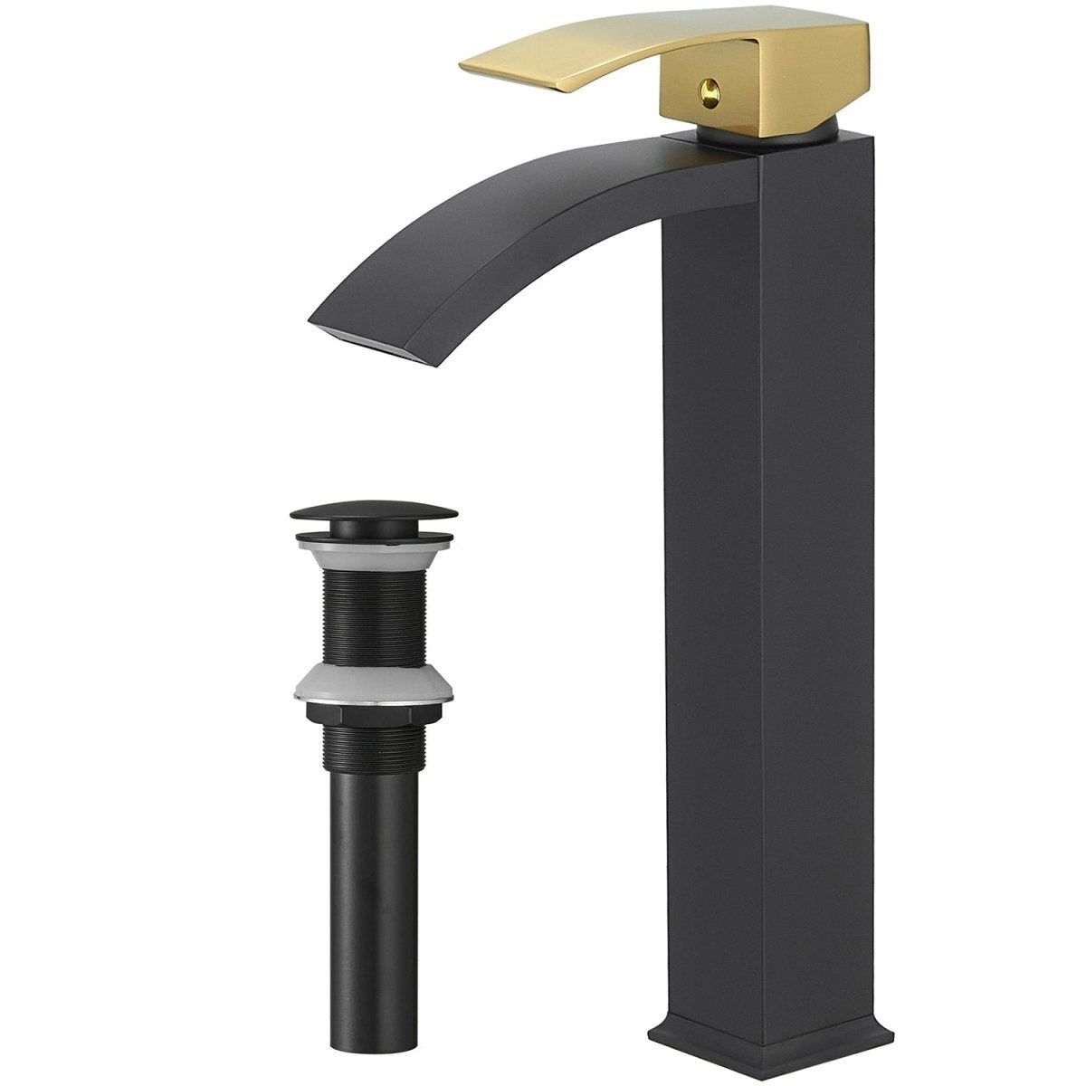 Waterfall Single Hole Bathroom Vessel Sink Faucet Black Gold - buyfaucet.com