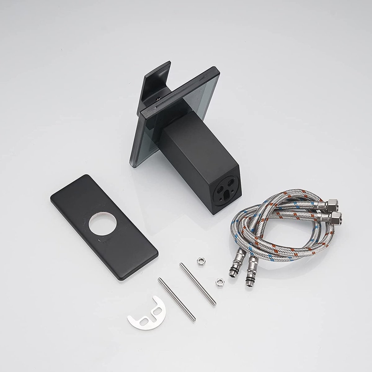 Waterfall Single Hole Glass Spout Bathroom Faucet Black - buyfaucet.com