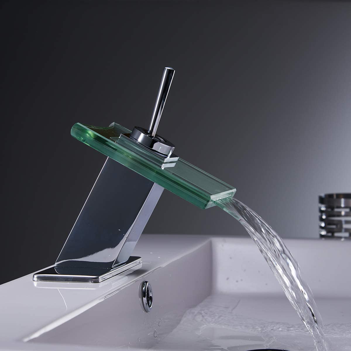 Waterfall Single Hole Glass Spout Bathroom Faucet Chrome - buyfaucet.com