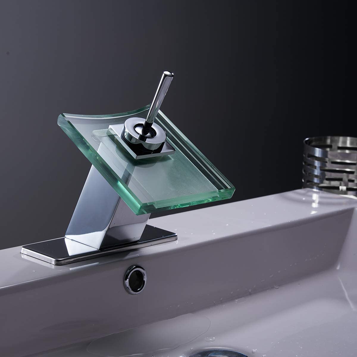 Waterfall Single Hole Glass Spout Bathroom Faucet Chrome - buyfaucet.com