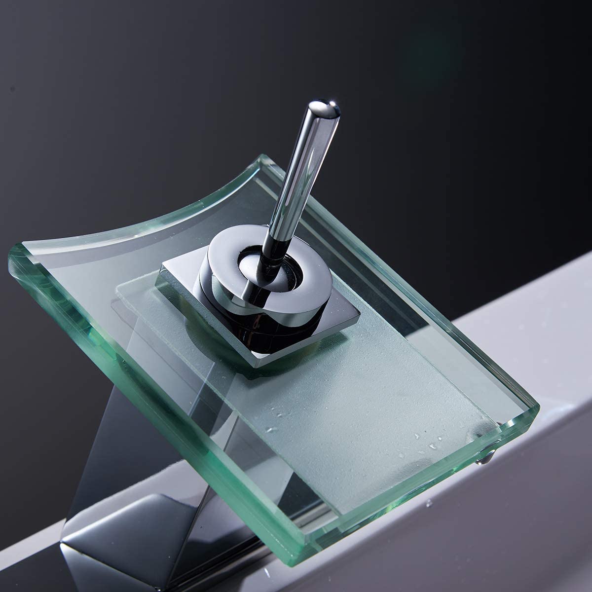 Waterfall Single Hole Glass Spout Bathroom Faucet Chrome - buyfaucet.com
