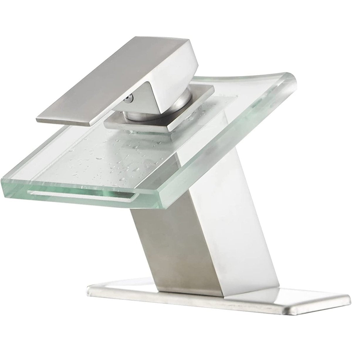 Waterfall Single Hole Glass Spout Bathroom Faucet Nickel - buyfaucet.com