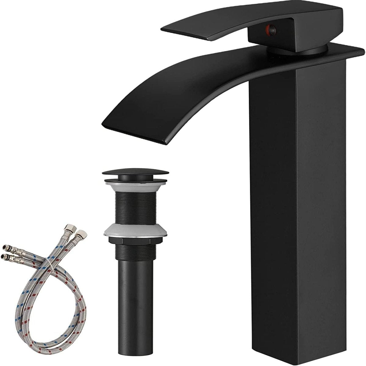 Waterfall Single Hole Single Handle Bathroom Faucet Black-1 - buyfaucet.com