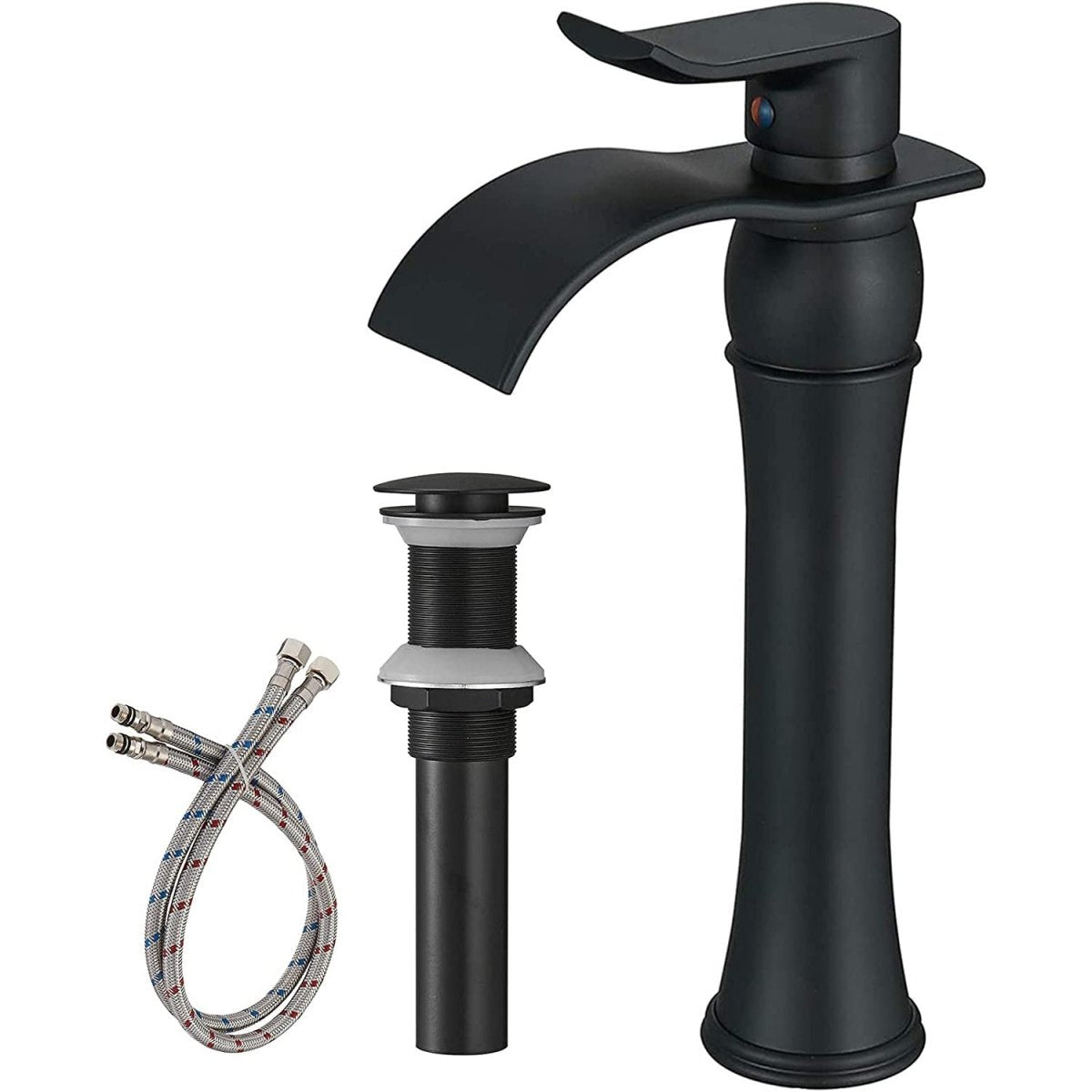 Waterfall Single Hole Single-Handle Bathroom Faucet Black-1 - buyfaucet.com