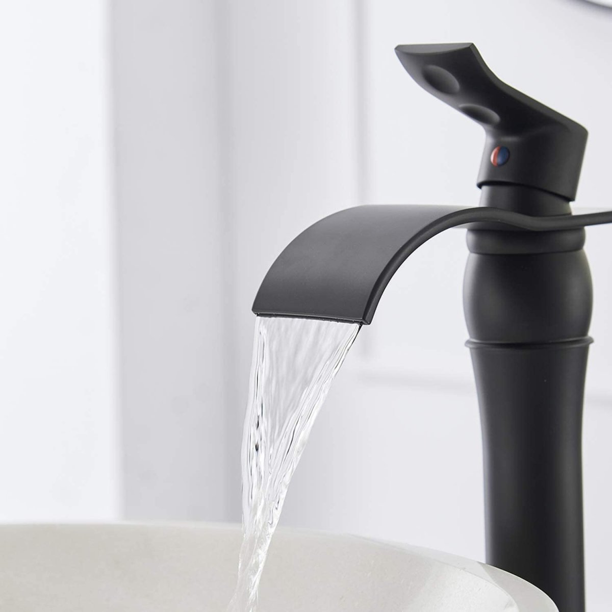 Waterfall Single Hole Single-Handle Bathroom Faucet Black-1 - buyfaucet.com
