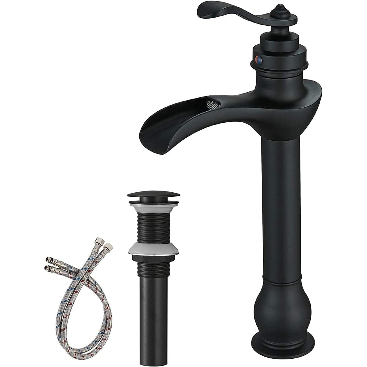 Waterfall Single Hole Single-Handle Bathroom Faucet Black-1 - buyfaucet.com