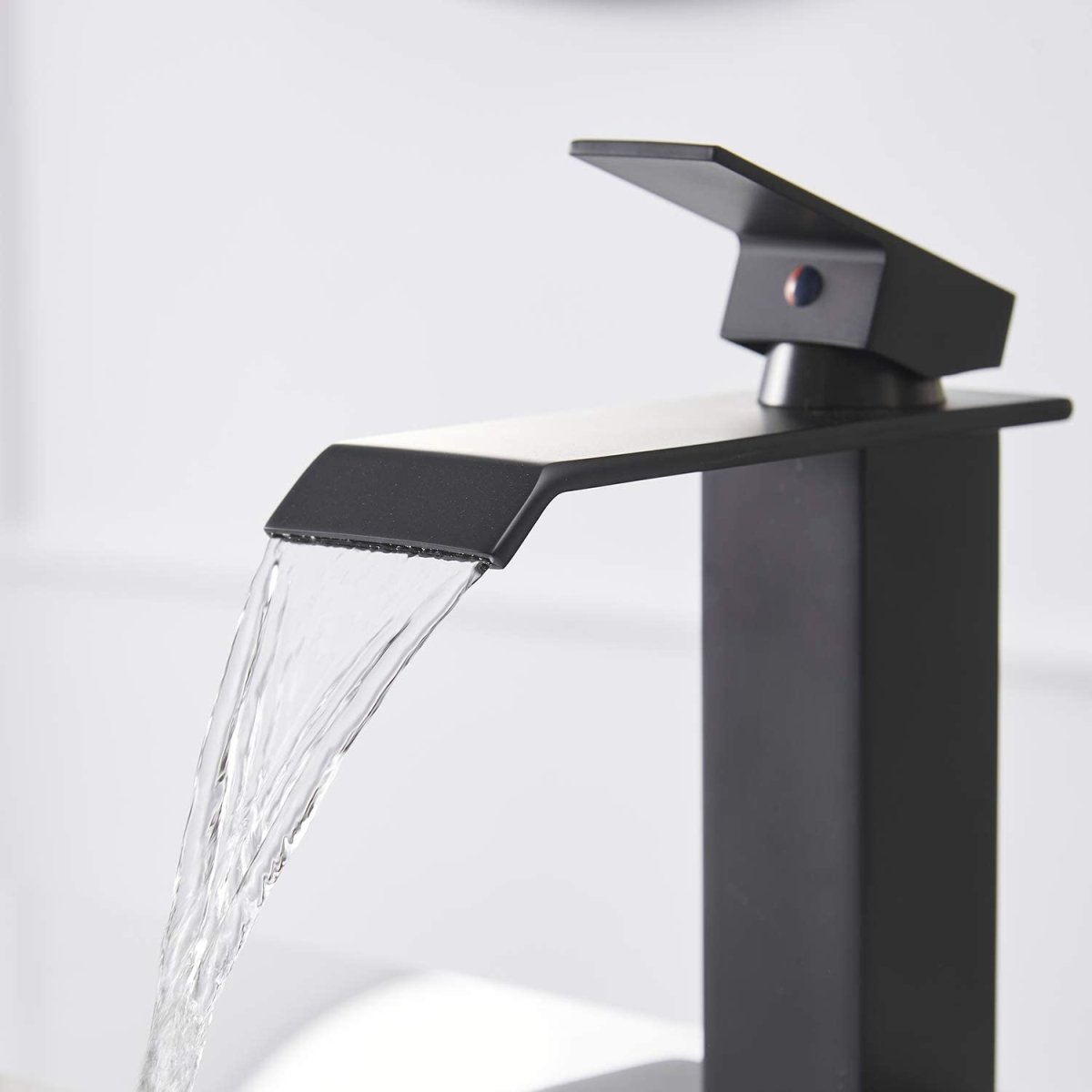 Waterfall Single Hole Single-Handle Bathroom Faucet Black-1 - buyfaucet.com