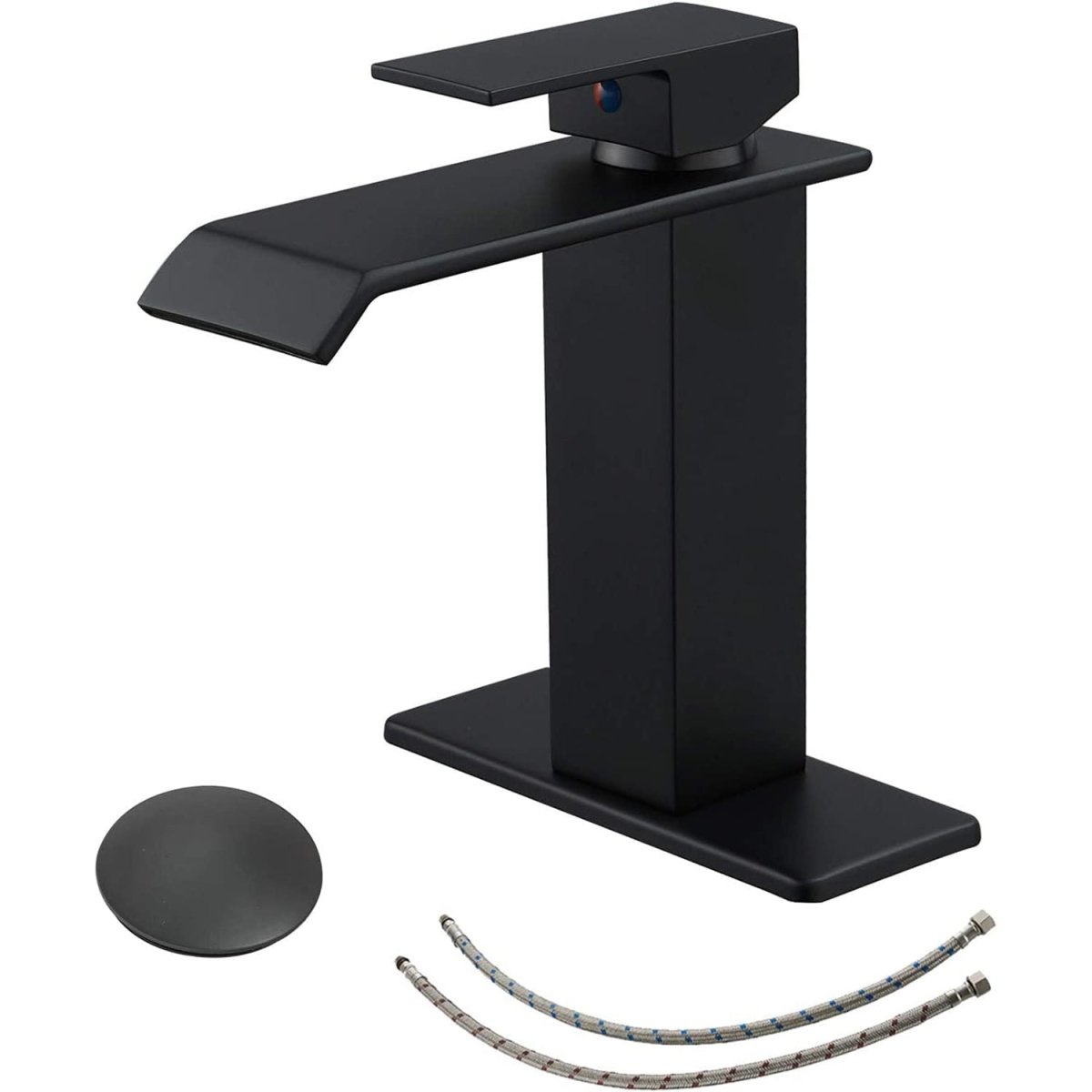 Waterfall Single Hole Single-Handle Bathroom Faucet Black-1 - buyfaucet.com