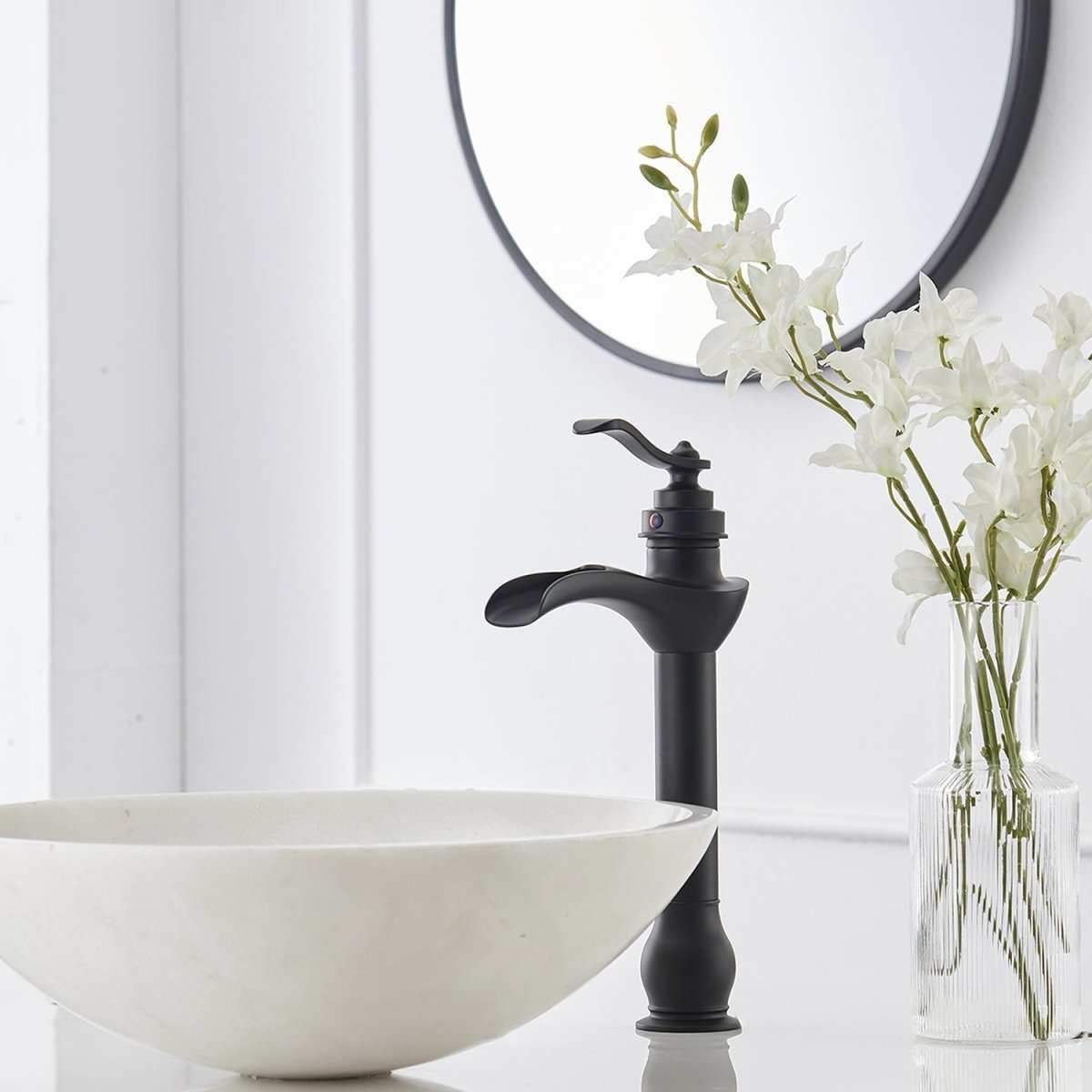 Waterfall Single Hole Single-Handle Bathroom Faucet Black-1 - buyfaucet.com