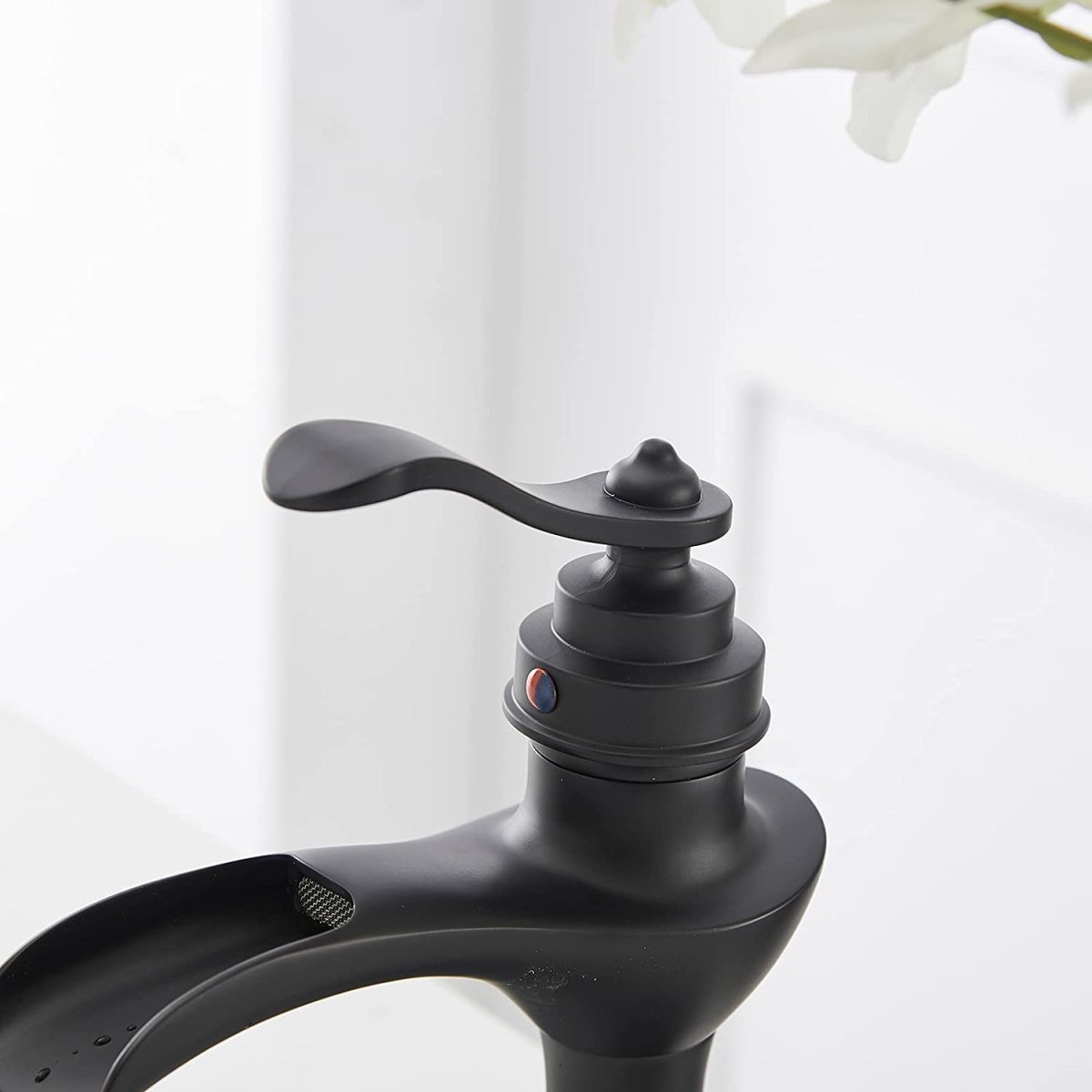 Waterfall Single Hole Single-Handle Bathroom Faucet Black-1 - buyfaucet.com