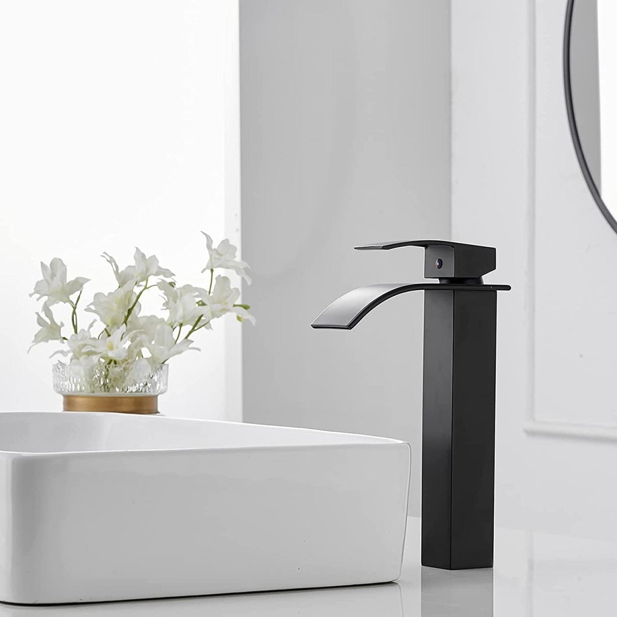 Waterfall Single Hole Single Handle Bathroom Faucet Black-1 - buyfaucet.com