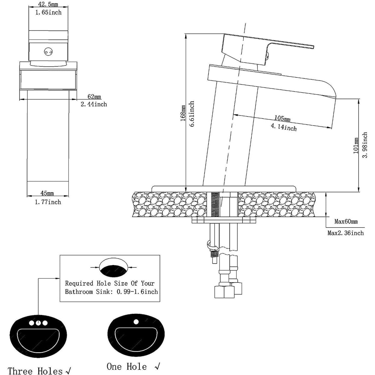Waterfall Single Hole Single-Handle Bathroom Faucet Black-1 - buyfaucet.com