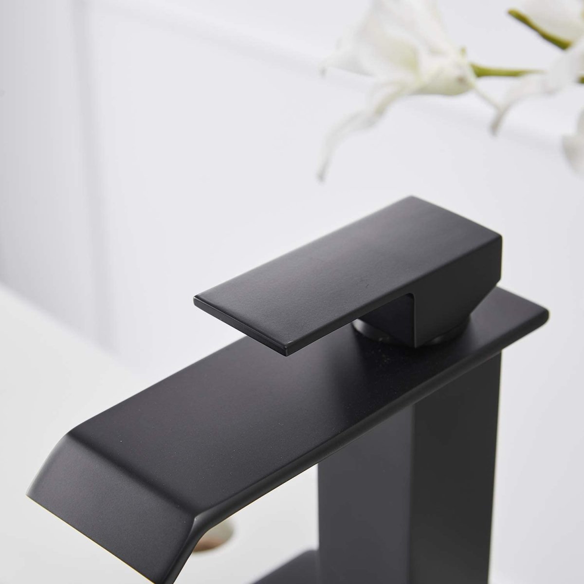 Waterfall Single Hole Single-Handle Bathroom Faucet Black-1 - buyfaucet.com