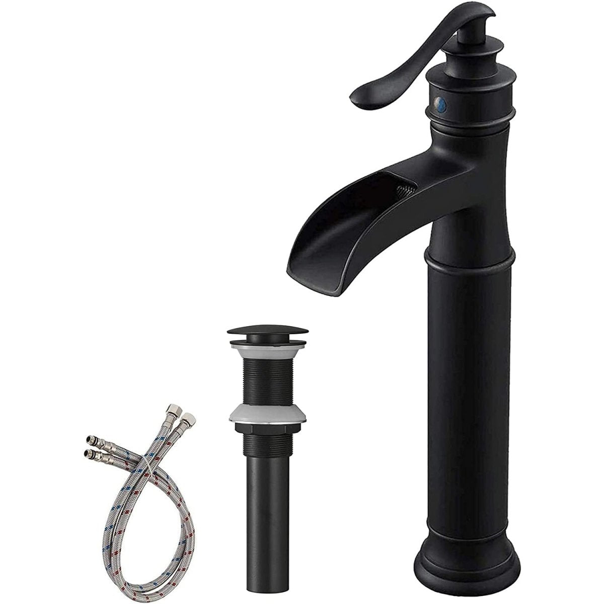 Waterfall Single Hole Single-Handle Bathroom Faucet Black-1 - buyfaucet.com