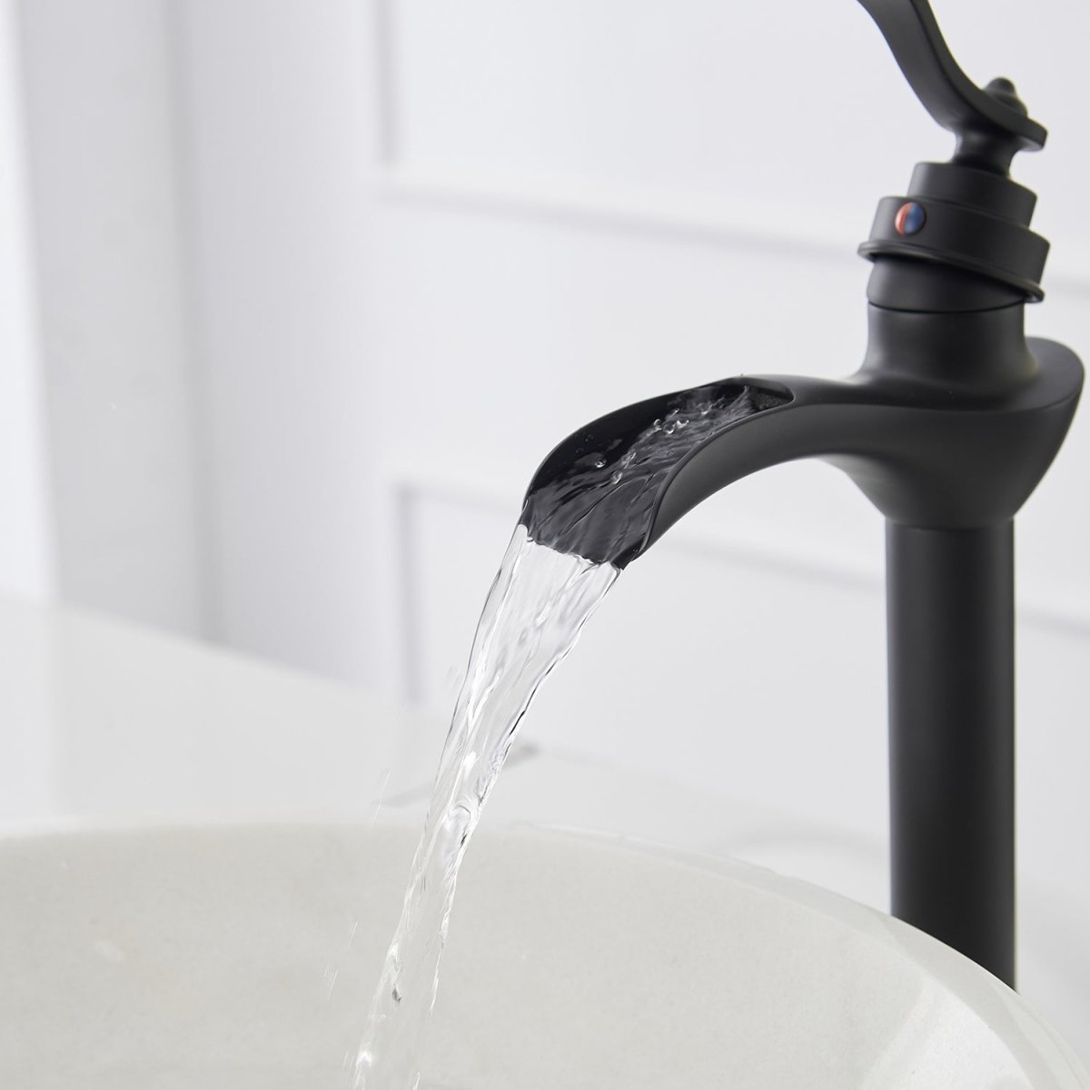 Waterfall Single Hole Single-Handle Bathroom Faucet Black-1 - buyfaucet.com