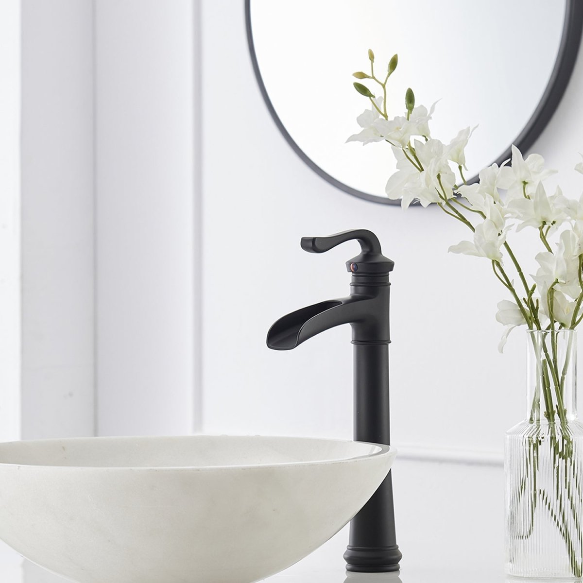 Waterfall Single Hole Single-Handle Bathroom Faucet Black - buyfaucet.com