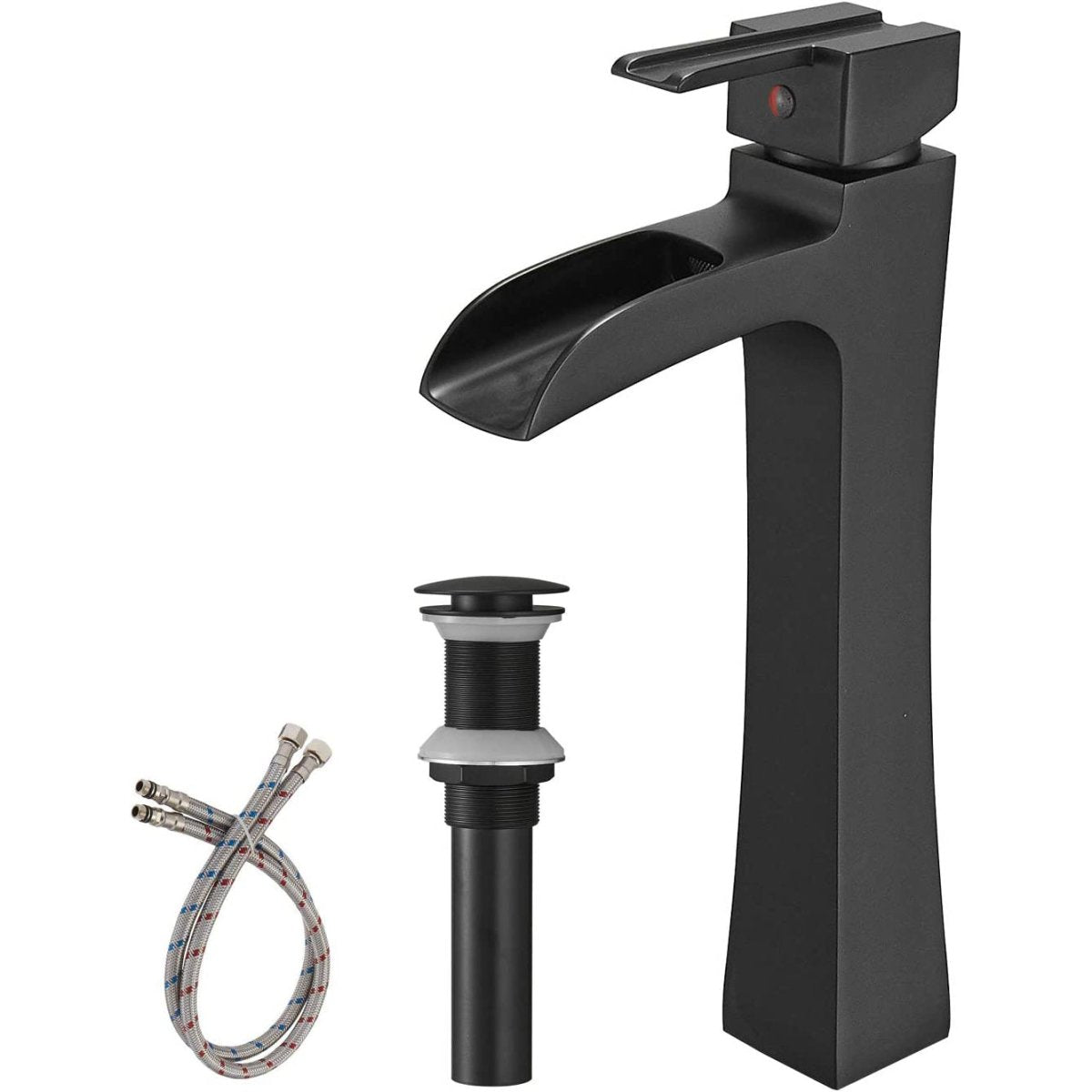 Waterfall Single Hole Single-Handle Bathroom Faucet Black - buyfaucet.com