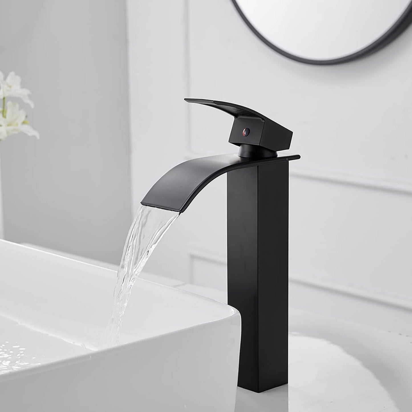 Waterfall Single Hole Single Handle Bathroom Faucet Black - buyfaucet.com