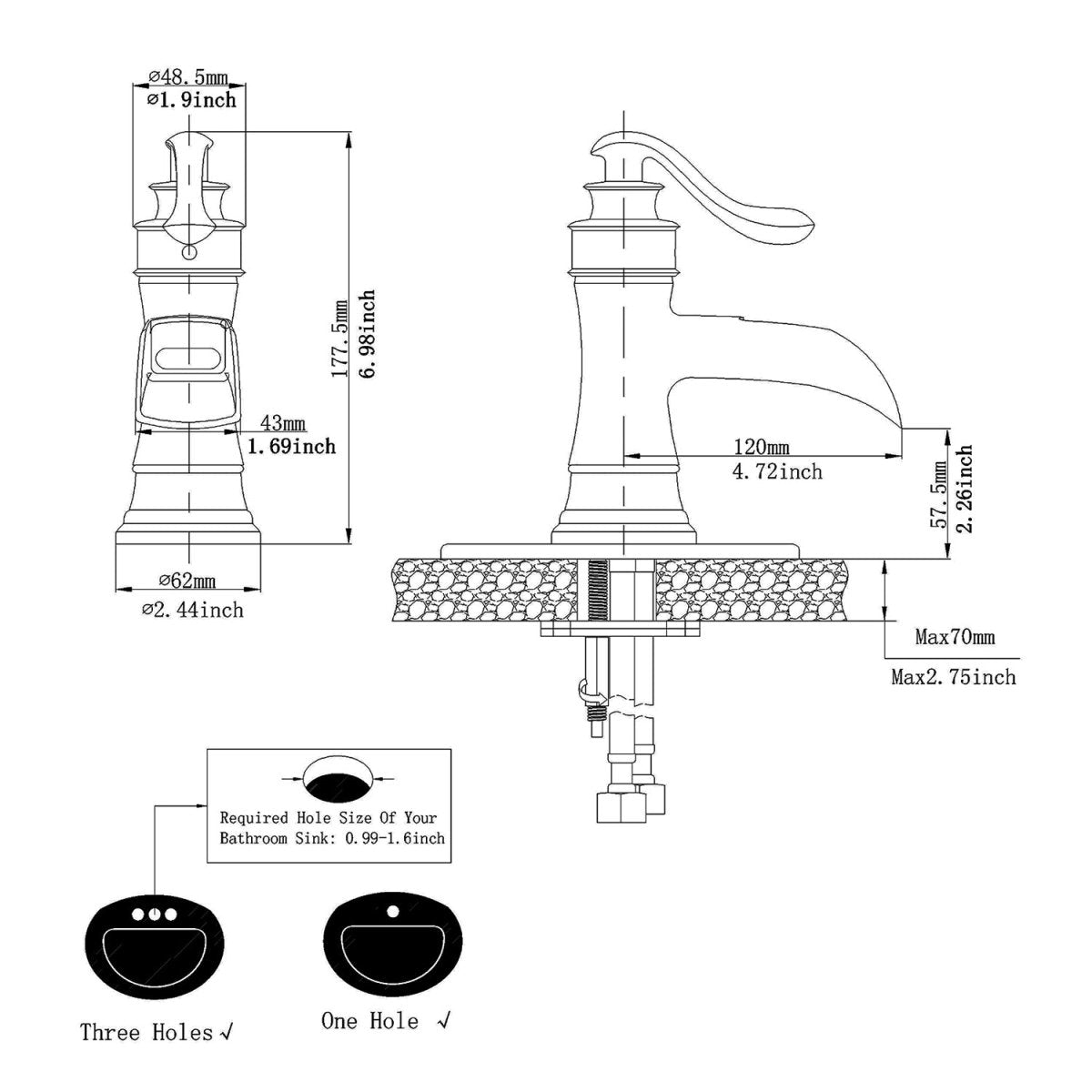 Waterfall Single Hole Single-Handle Bathroom Faucet Black - buyfaucet.com