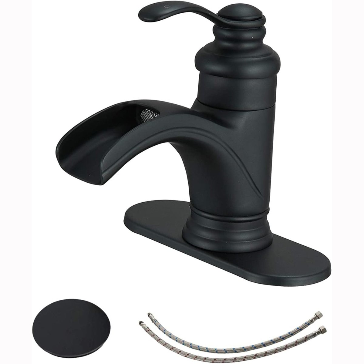 Waterfall Single Hole Single-Handle Bathroom Faucet Black - buyfaucet.com