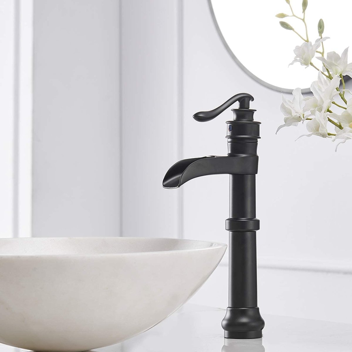 Waterfall Single Hole Single-Handle Bathroom Faucet Black - buyfaucet.com