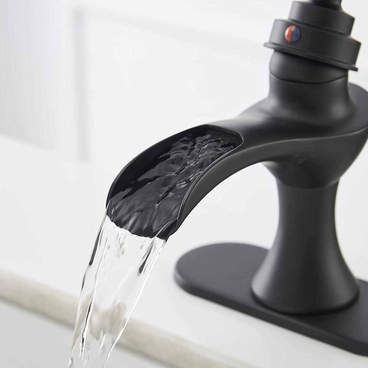 Waterfall Single Hole Single-Handle Bathroom Faucet Black - buyfaucet.com