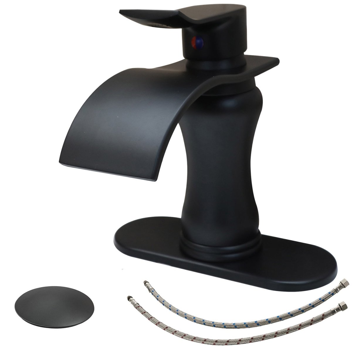 Waterfall Single Hole Single-Handle Bathroom Faucet Black - buyfaucet.com
