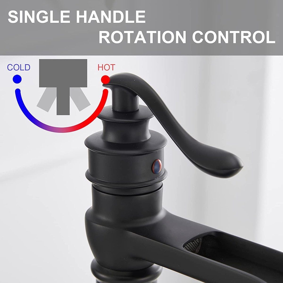 Waterfall Single Hole Single-Handle Bathroom Faucet Black - buyfaucet.com