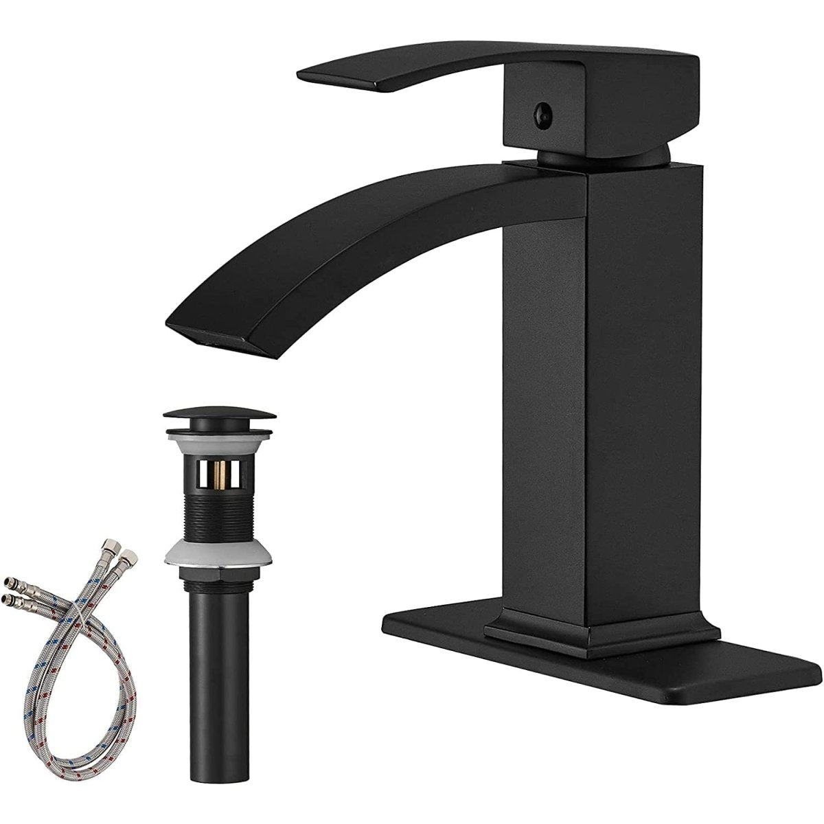 Waterfall Single Hole Single-Handle Bathroom Faucet Black - buyfaucet.com