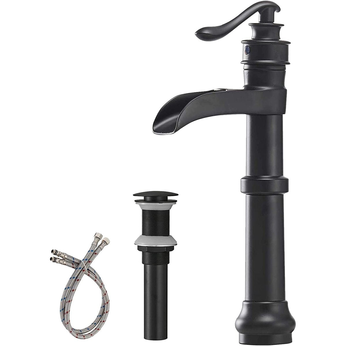 Waterfall Single Hole Single-Handle Bathroom Faucet Black - buyfaucet.com