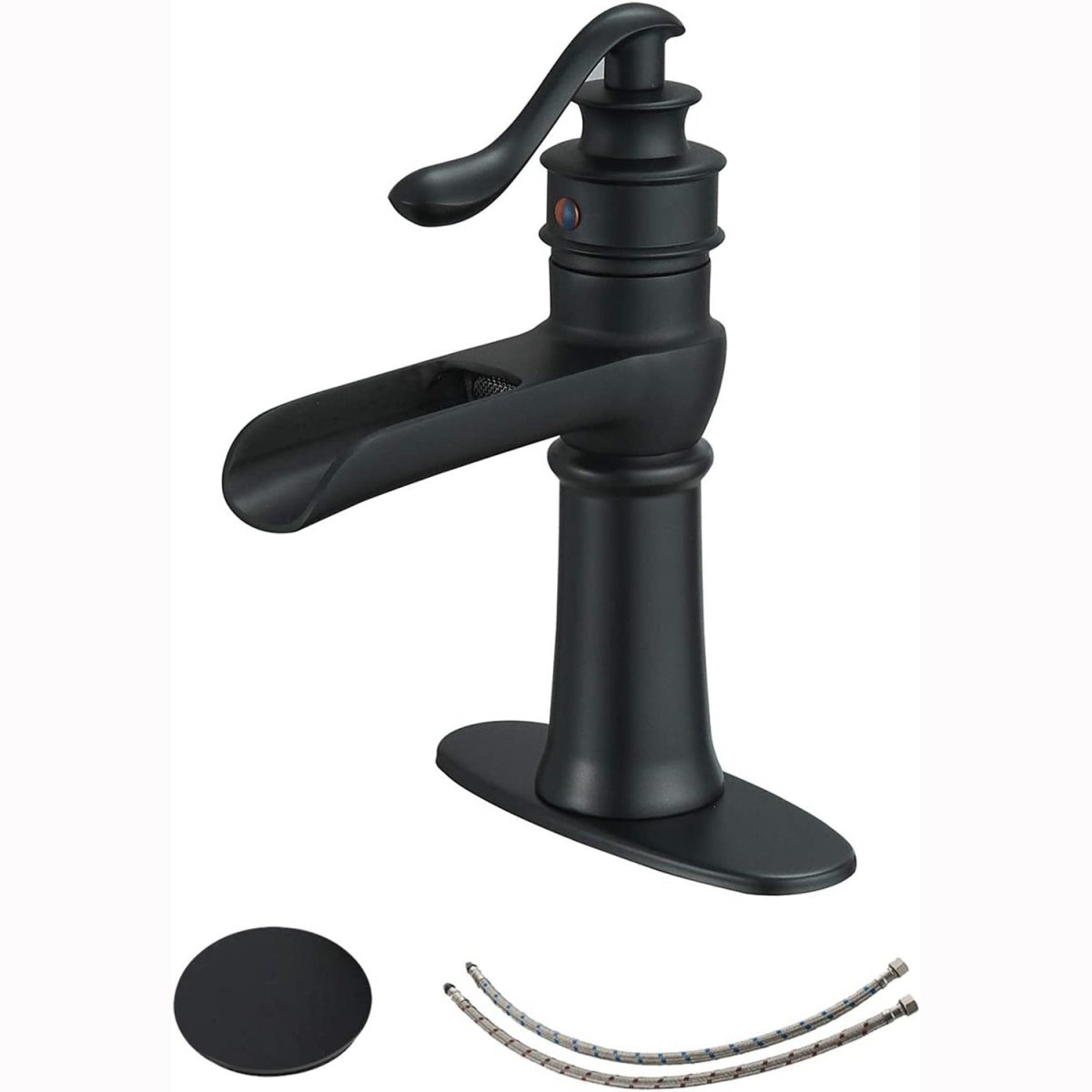 Waterfall Single Hole Single-Handle Bathroom Faucet Black - buyfaucet.com