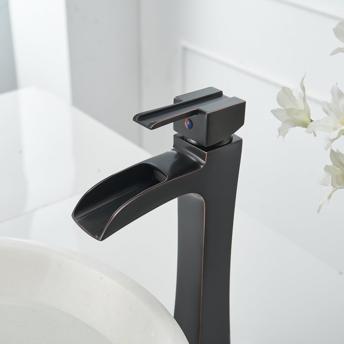 Waterfall Single Hole Single-Handle Bathroom Faucet Black - buyfaucet.com