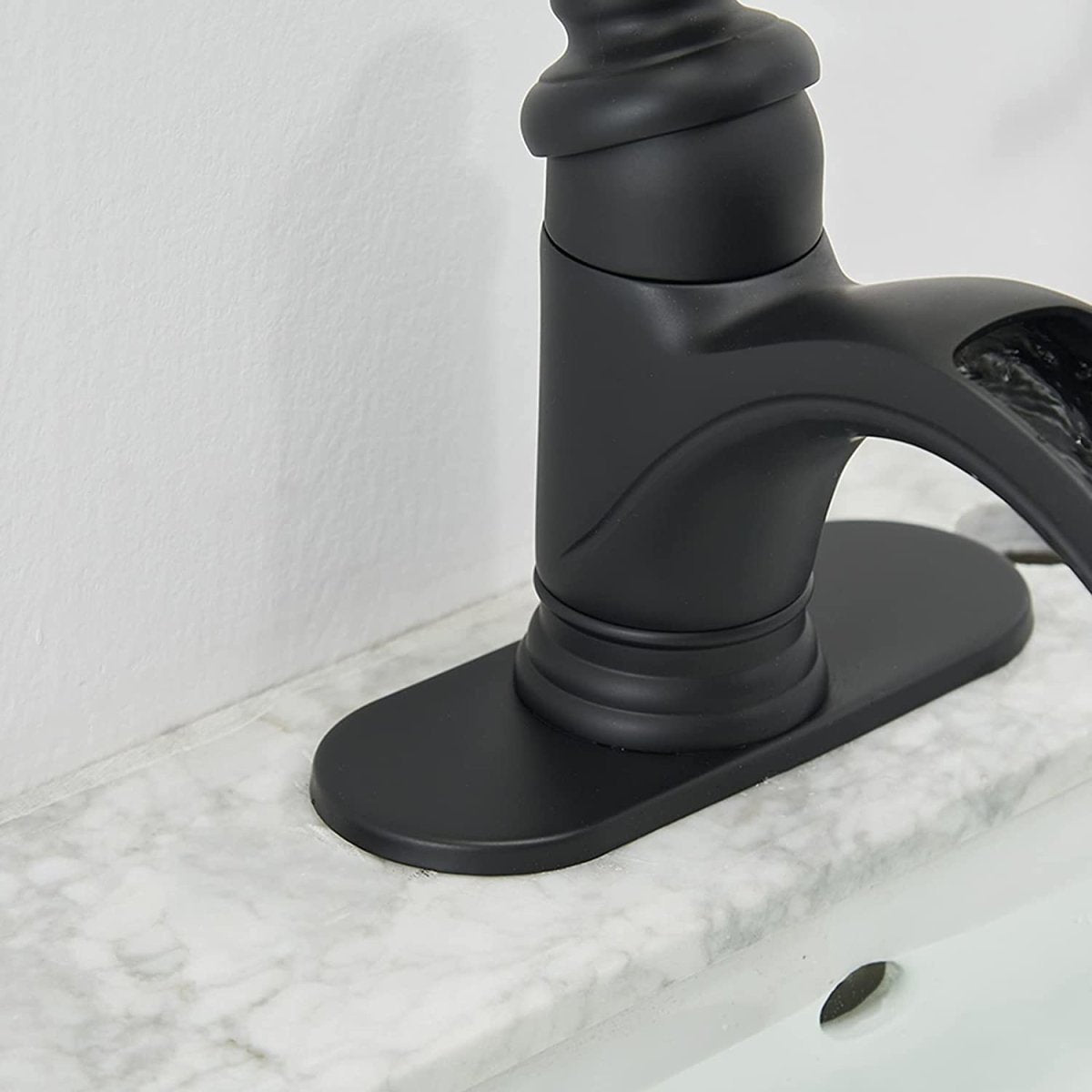 Waterfall Single Hole Single-Handle Bathroom Faucet Black - buyfaucet.com