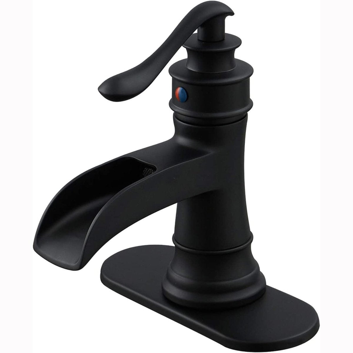 Waterfall Single Hole Single-Handle Bathroom Faucet Black - buyfaucet.com