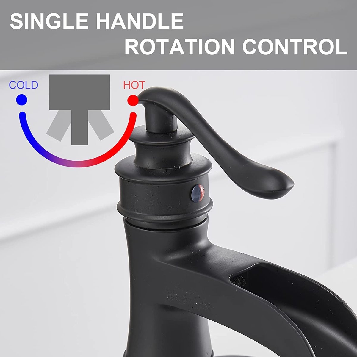 Waterfall Single Hole Single-Handle Bathroom Faucet Black - buyfaucet.com