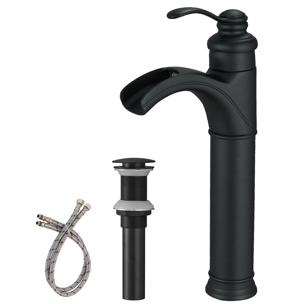 Waterfall Single Hole Single-Handle Bathroom Faucet Black - buyfaucet.com