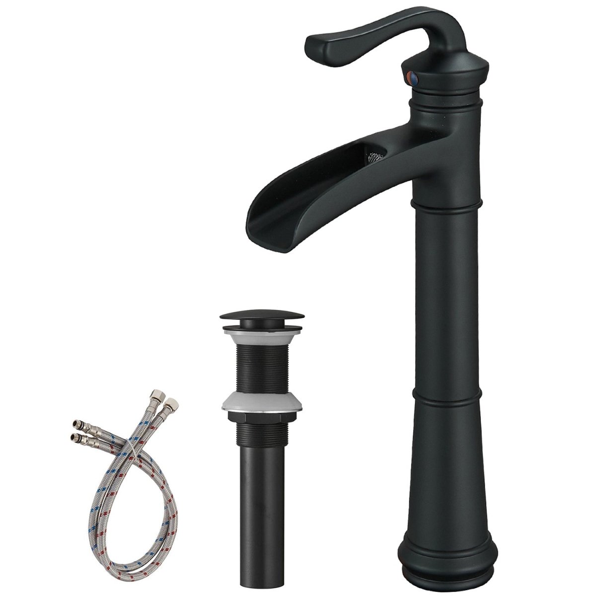 Waterfall Single Hole Single-Handle Bathroom Faucet Black - buyfaucet.com