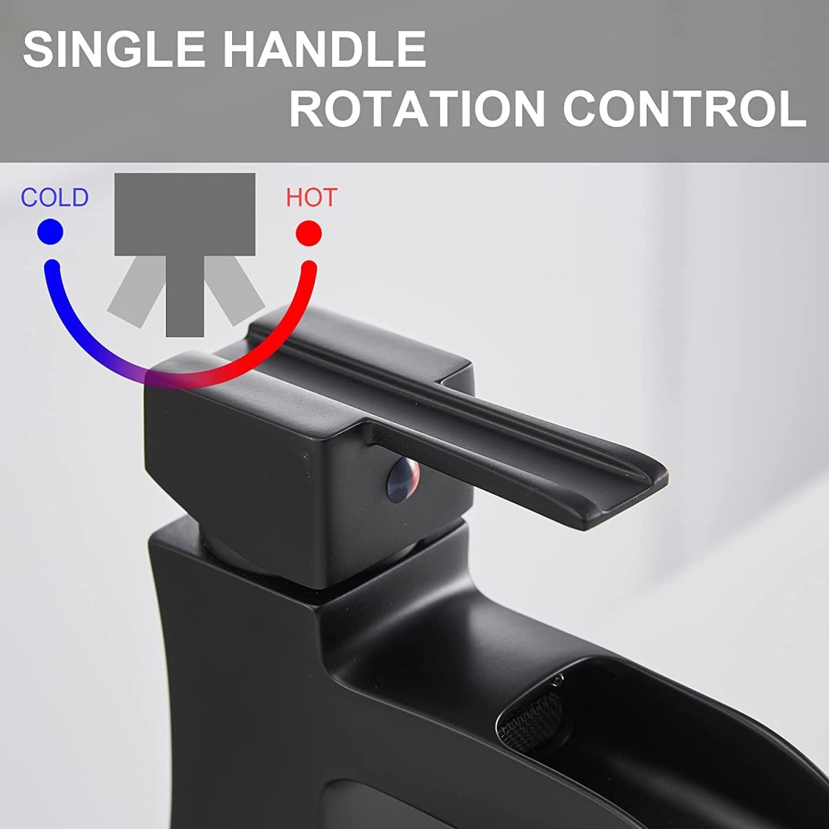 Waterfall Single Hole Single-Handle Bathroom Faucet Black - buyfaucet.com