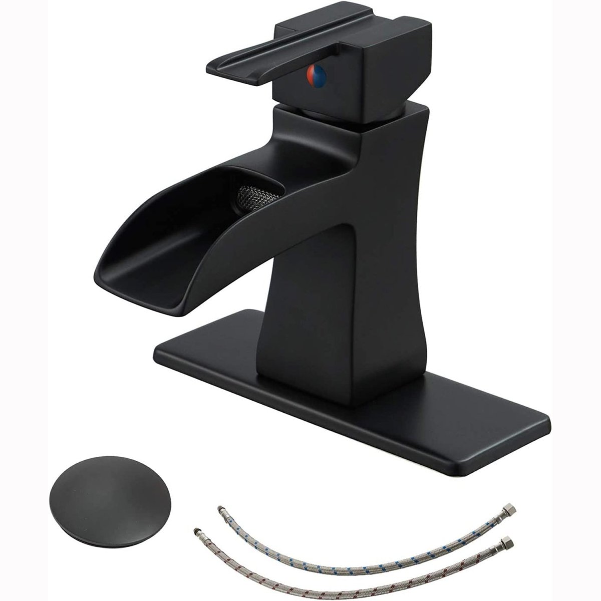 Waterfall Single Hole Single-Handle Bathroom Faucet Black - buyfaucet.com