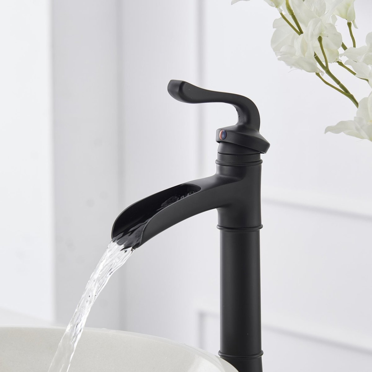 Waterfall Single Hole Single-Handle Bathroom Faucet Black - buyfaucet.com