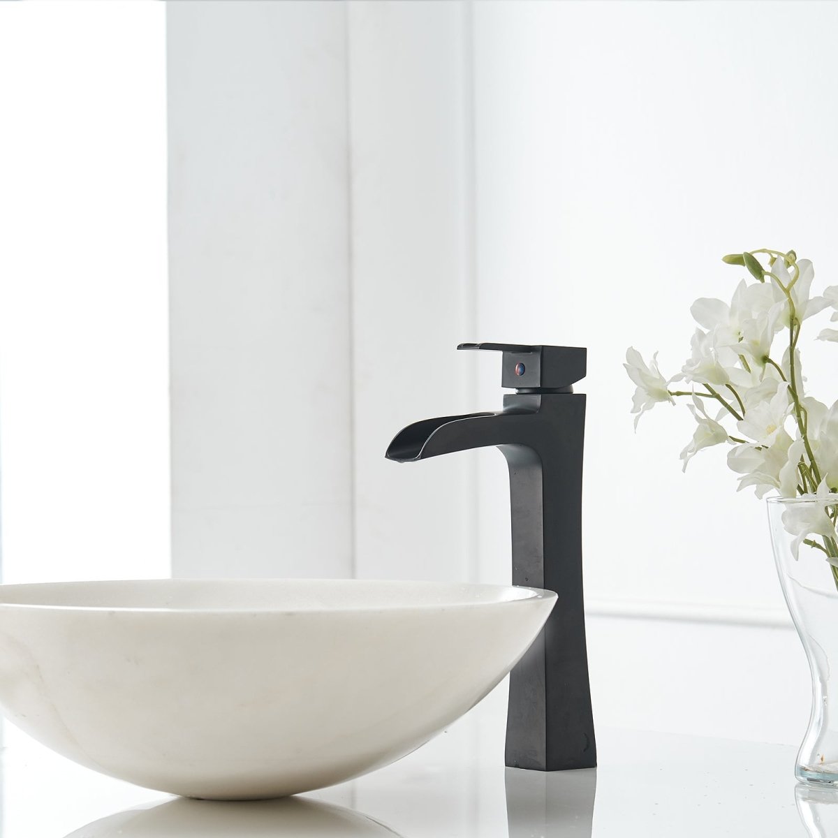 Waterfall Single Hole Single-Handle Bathroom Faucet Black - buyfaucet.com
