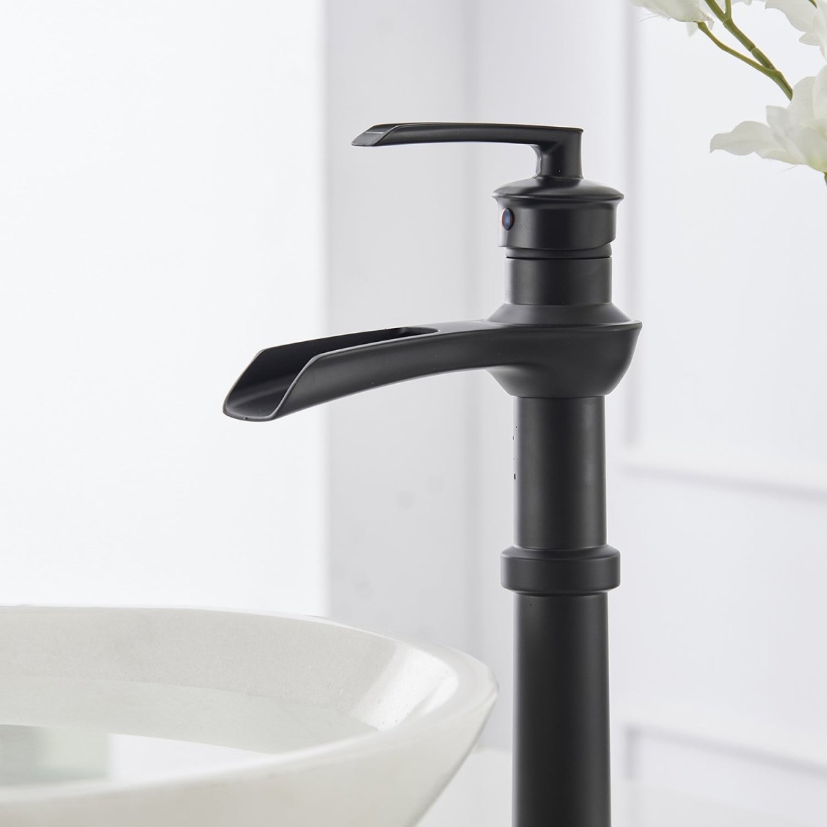 Waterfall Single Hole Single-Handle Bathroom Faucet Black - buyfaucet.com