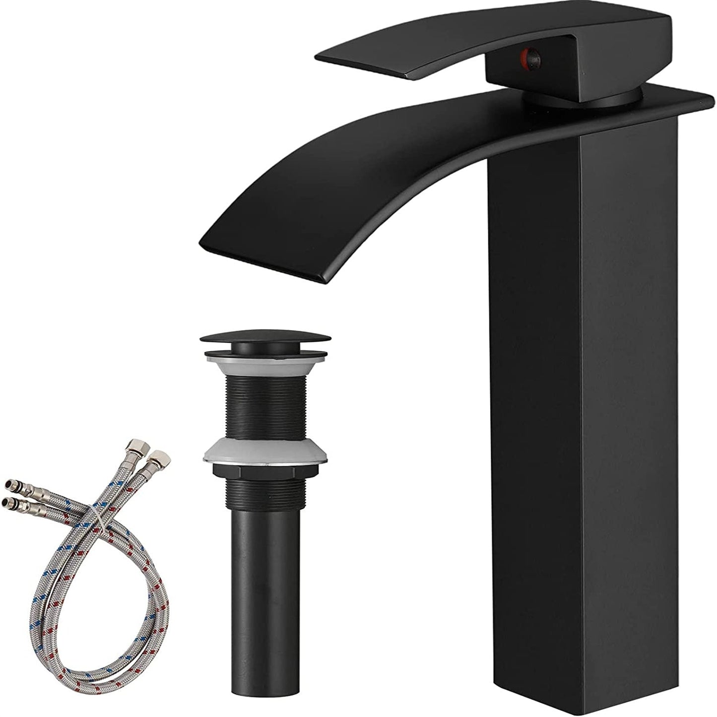 Waterfall Single Hole Single Handle Bathroom Faucet Black - buyfaucet.com