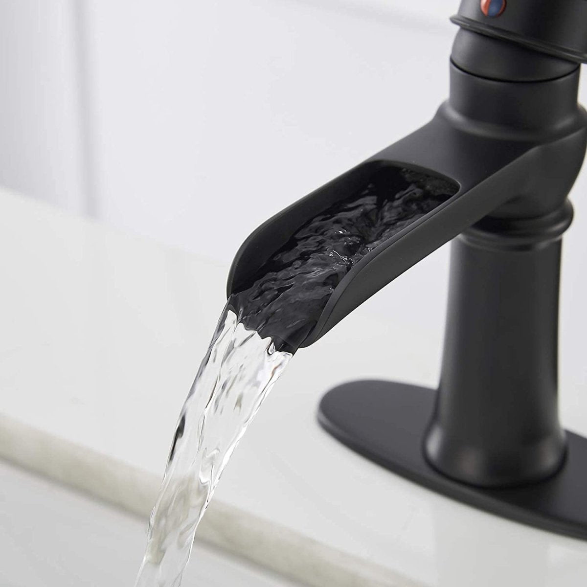 Waterfall Single Hole Single-Handle Bathroom Faucet Black - buyfaucet.com