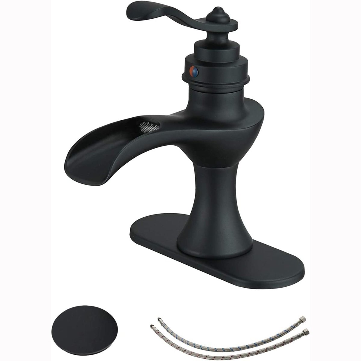 Waterfall Single Hole Single-Handle Bathroom Faucet Black - buyfaucet.com