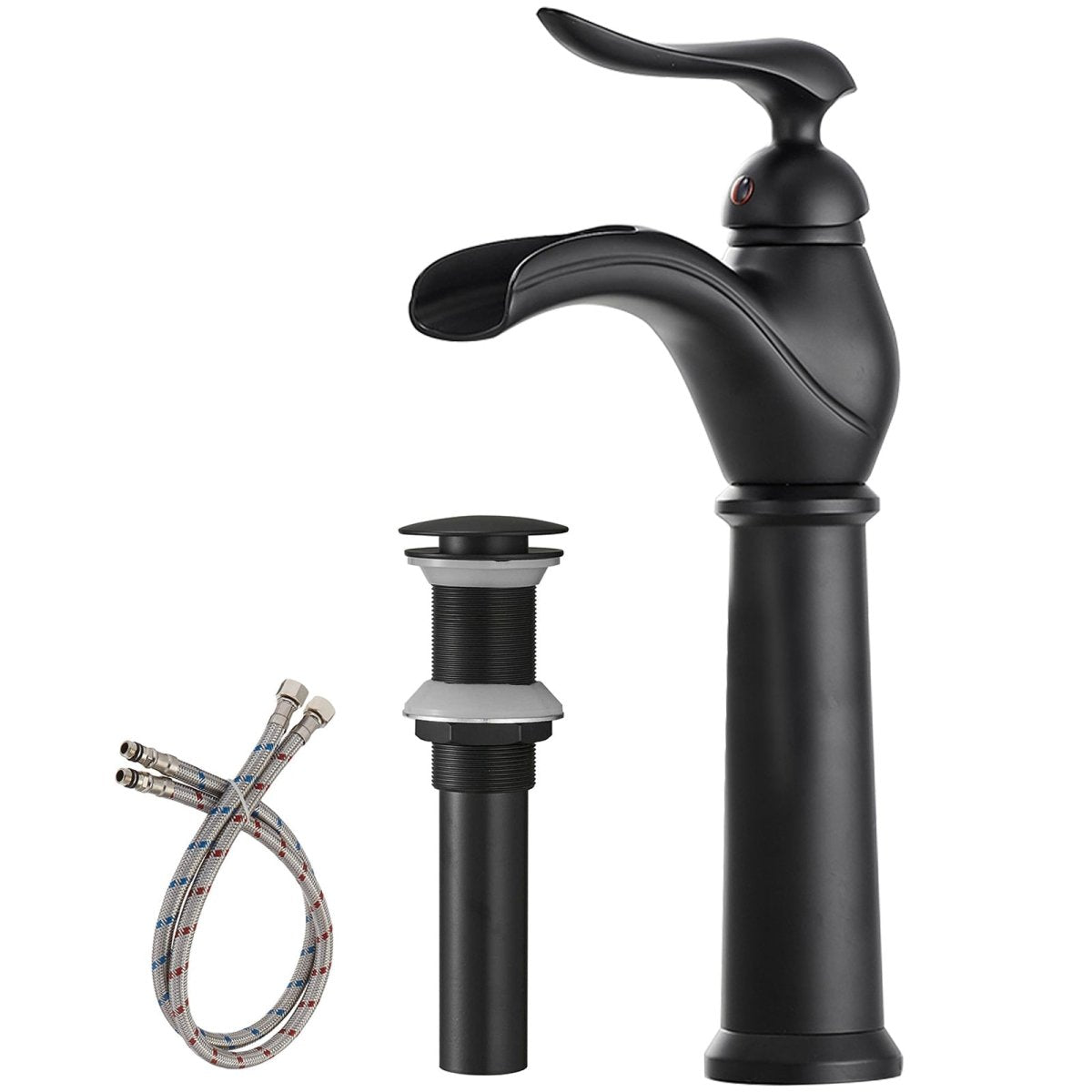 Waterfall Single Hole Single Handle Bathroom Faucet Black - buyfaucet.com