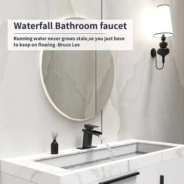 Waterfall Single Hole Single-Handle Bathroom Faucet Black - buyfaucet.com