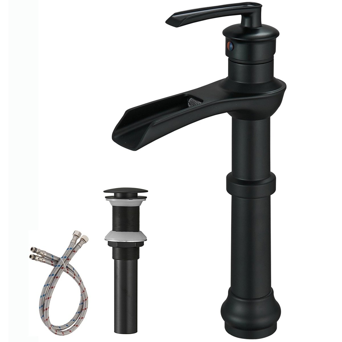 Waterfall Single Hole Single-Handle Bathroom Faucet Black - buyfaucet.com