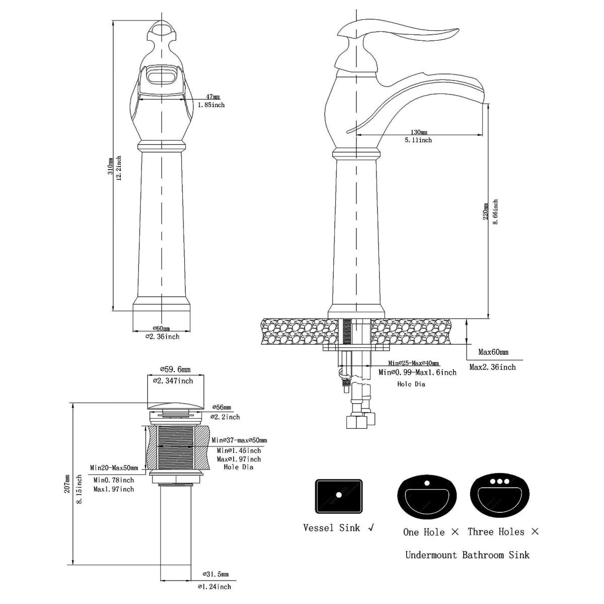 Waterfall Single Hole Single Handle Bathroom Faucet Black - buyfaucet.com