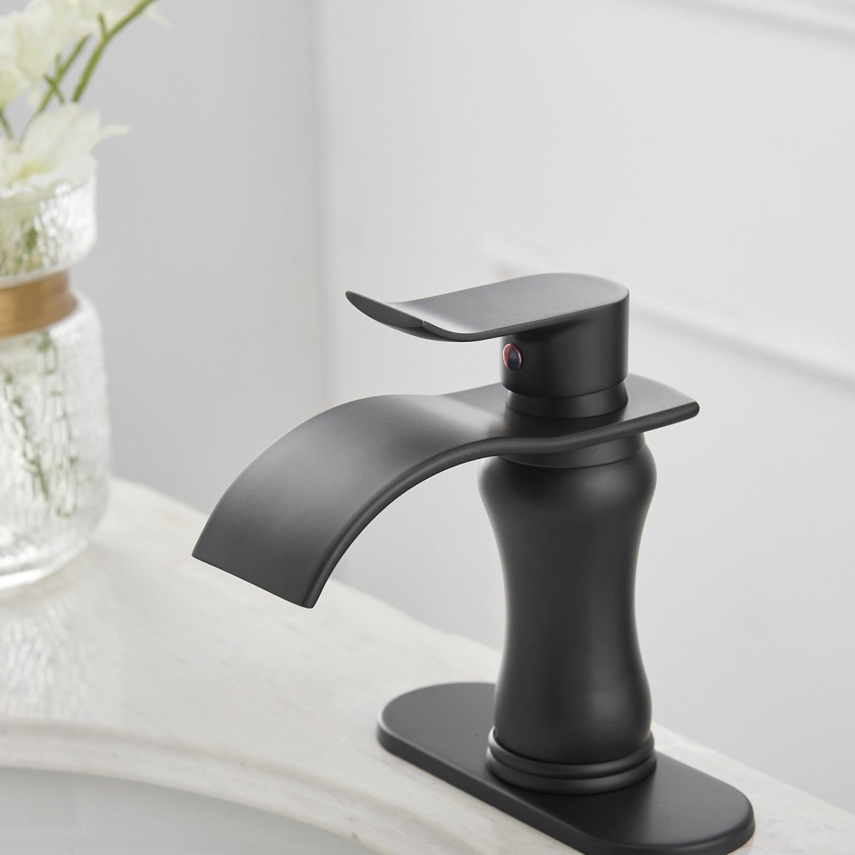Waterfall Single Hole Single Handle Bathroom Faucet Black - buyfaucet.com